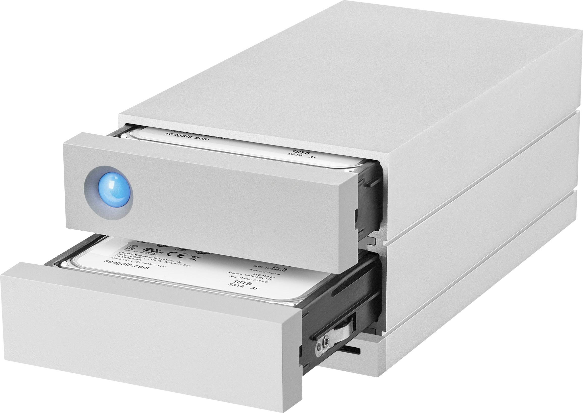 LaCie 2big Dock 20 TB Externe Festplatte 8.9 cm (3.5 Zoll) Thunderbolt 3, USB 3.2 Gen 2 (USB 3.1), DisplayPort, USB 3.2 Gen 1 (USB 3.0) Aluminium STGB