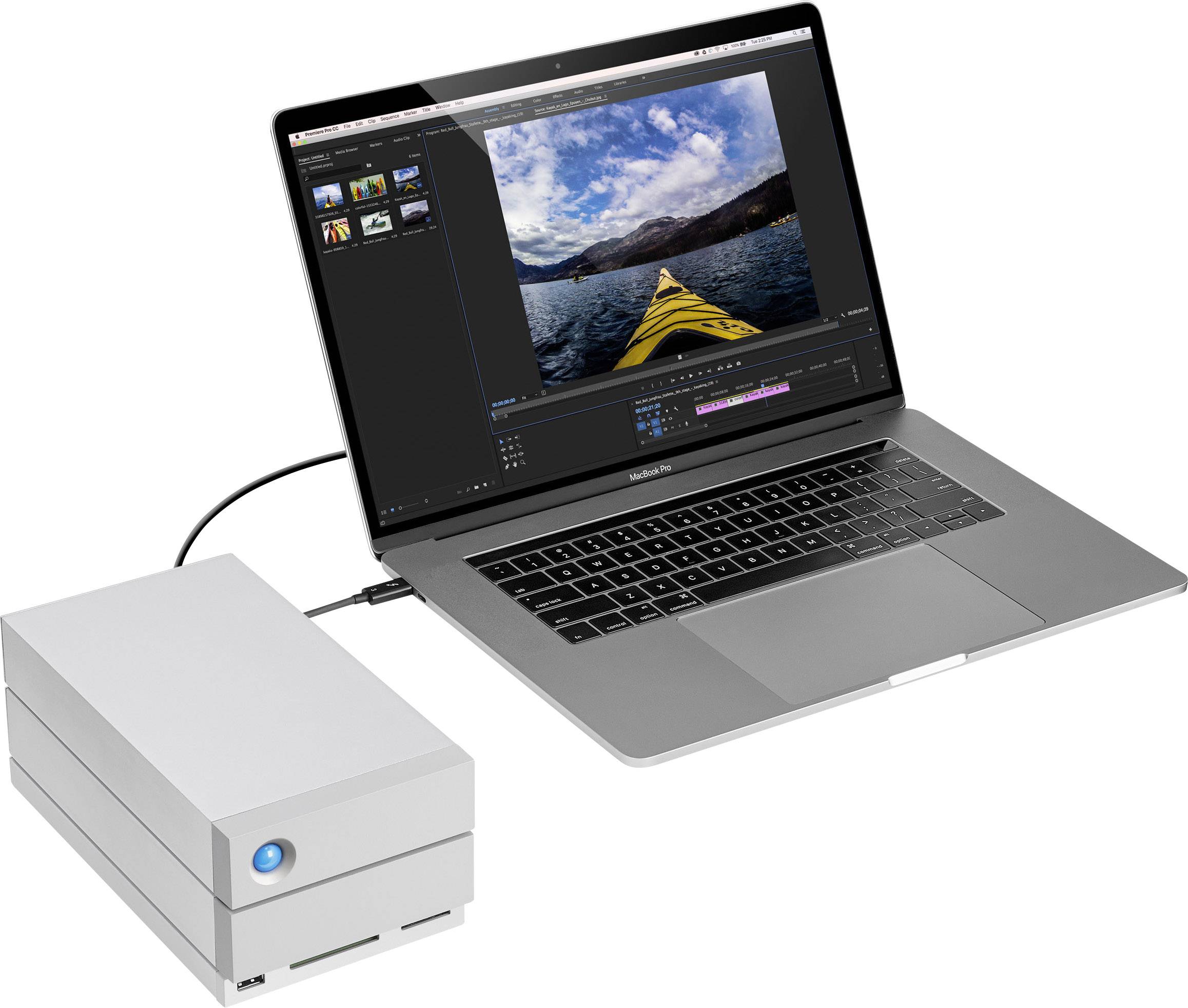 LaCie 2big Dock 20 TB Externe Festplatte 8.9 cm (3.5 Zoll) Thunderbolt 3, USB 3.2 Gen 2 (USB 3.1), DisplayPort, USB 3.2 Gen 1 (USB 3.0) Aluminium STGB