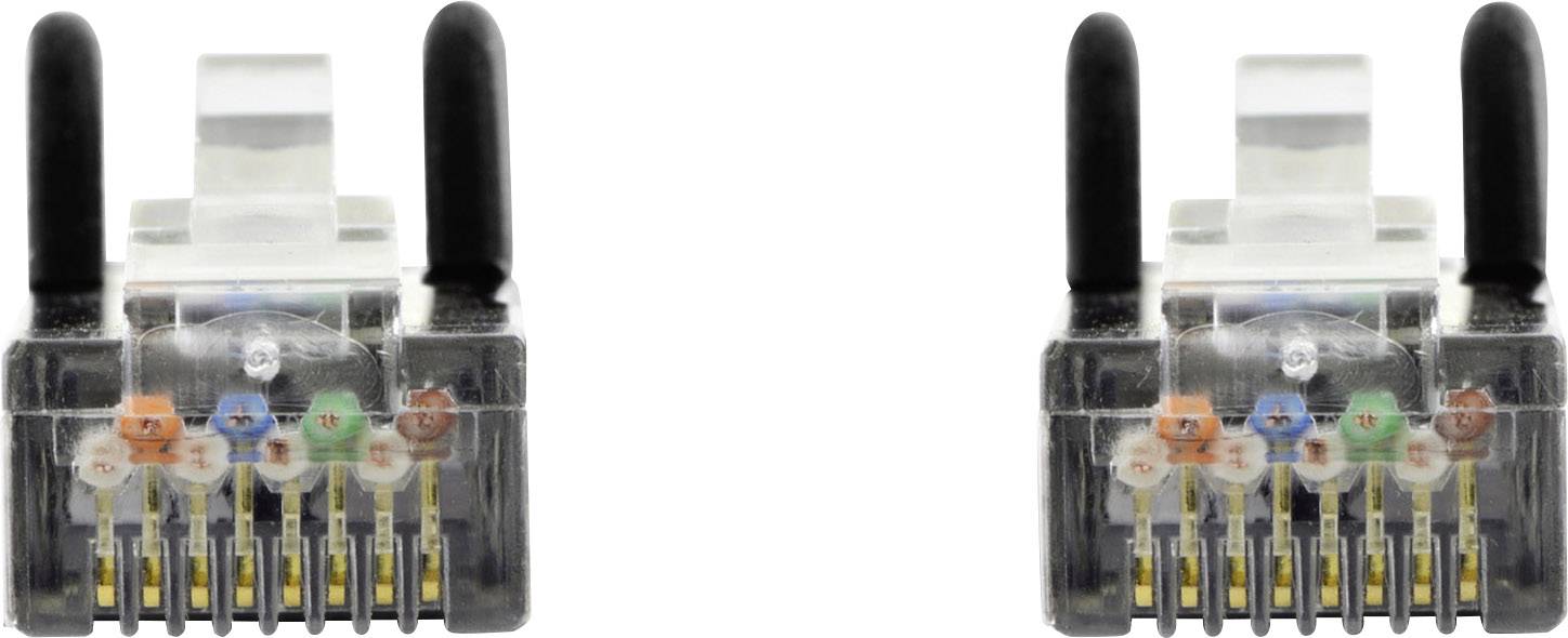 Ednet RJ45 84586 Netzwerkkabel, Patchkabel CAT 6a S/FTP 2.00m Schwarz Flammwidrig, Folienschirm, Geflechtschirm, Geschirmt