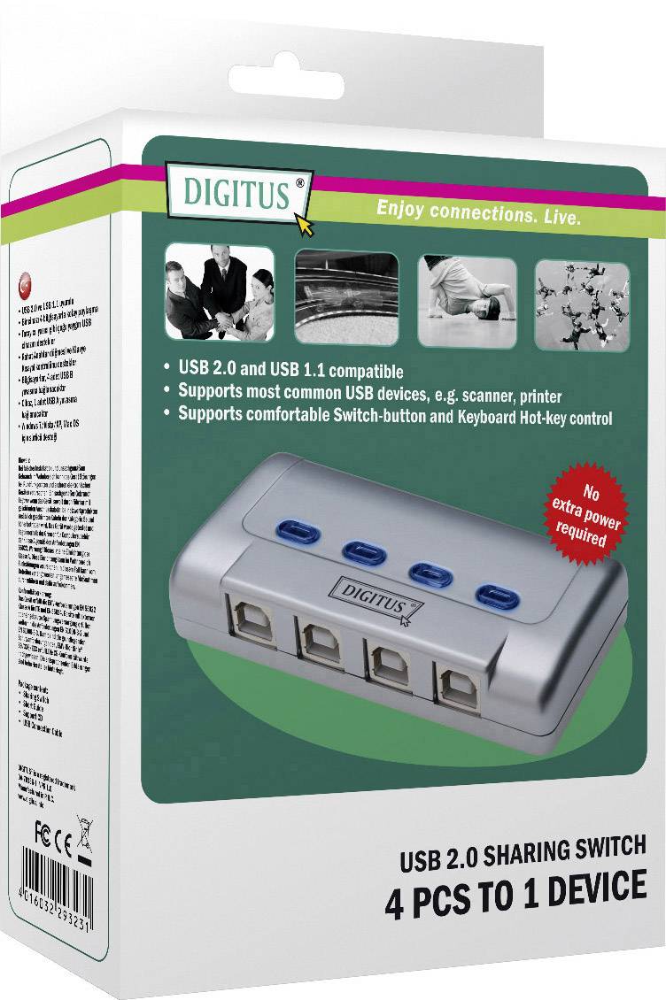 Digitus DA-70136-1 4 Port USB 2.0-Umschalter Silber