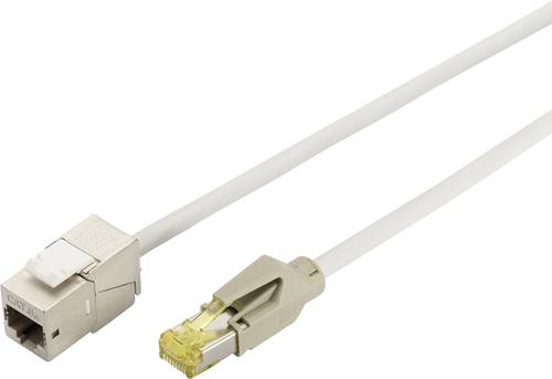 Digitus RJ45 Netzwerk Verlängerungskabel CAT 6a S/FTP 5.00m Grau Flammwidrig, Folienschirm, Geflech