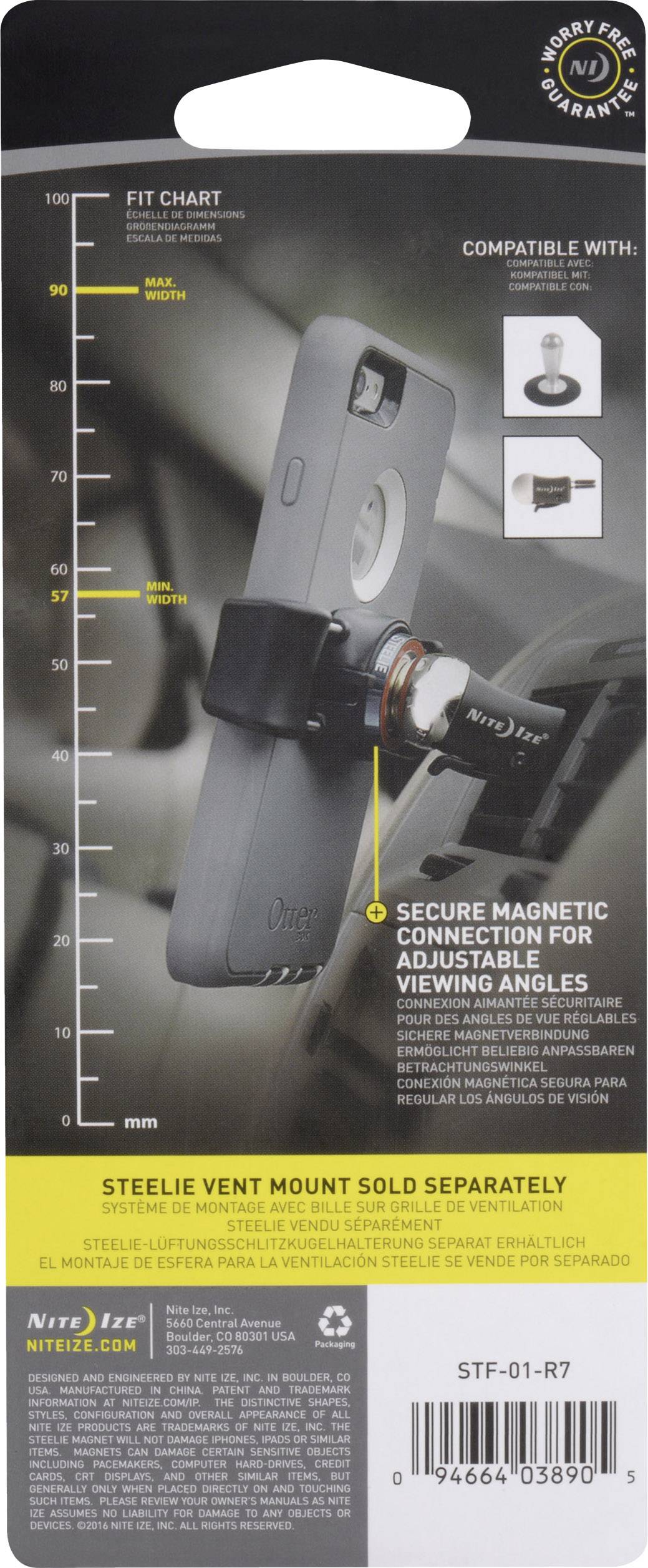 NITE Ize Steelie FreeMount Komponente Handy-Kfz-Halterung 360° drehbar 57 - 90 mm