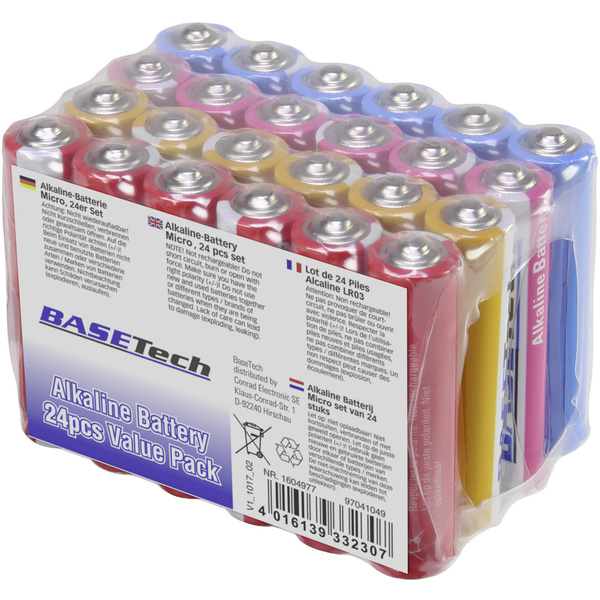 Basetech Micro (AAA)-Batterie Alkali-Mangan 1170 mAh 1.5V 24St.