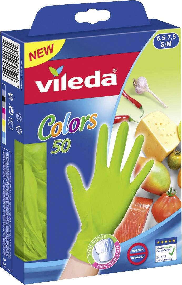 Vileda Einmalhandschuhe Colors Nitril S/M 50 Stück