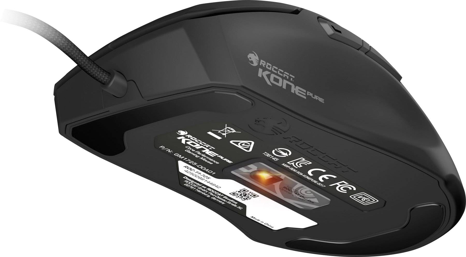 Roccat Kone Pure Owl-Eye USB Gaming-Maus Optisch Beleuchtet, Integrierter Profilspeicher Schwarz