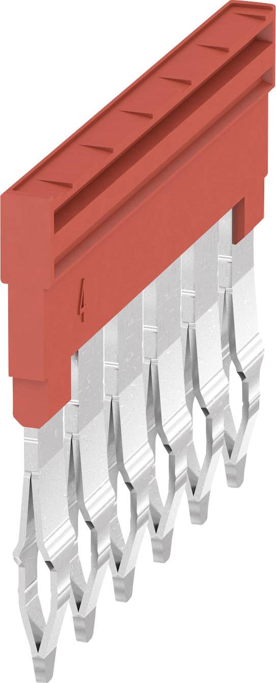 Roter Steckverbinder mit mehreren Metallpins, geeignet für elektronische Geräte.