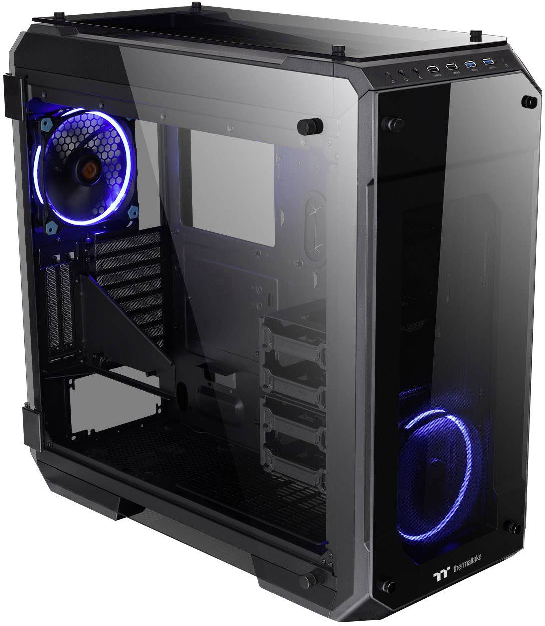 Thermaltake View 71 TG Midi-Tower PC-Gehäuse Schwarz 2 Vorinstallierte LED Lüfter, Seitenfenster, Staubfilter