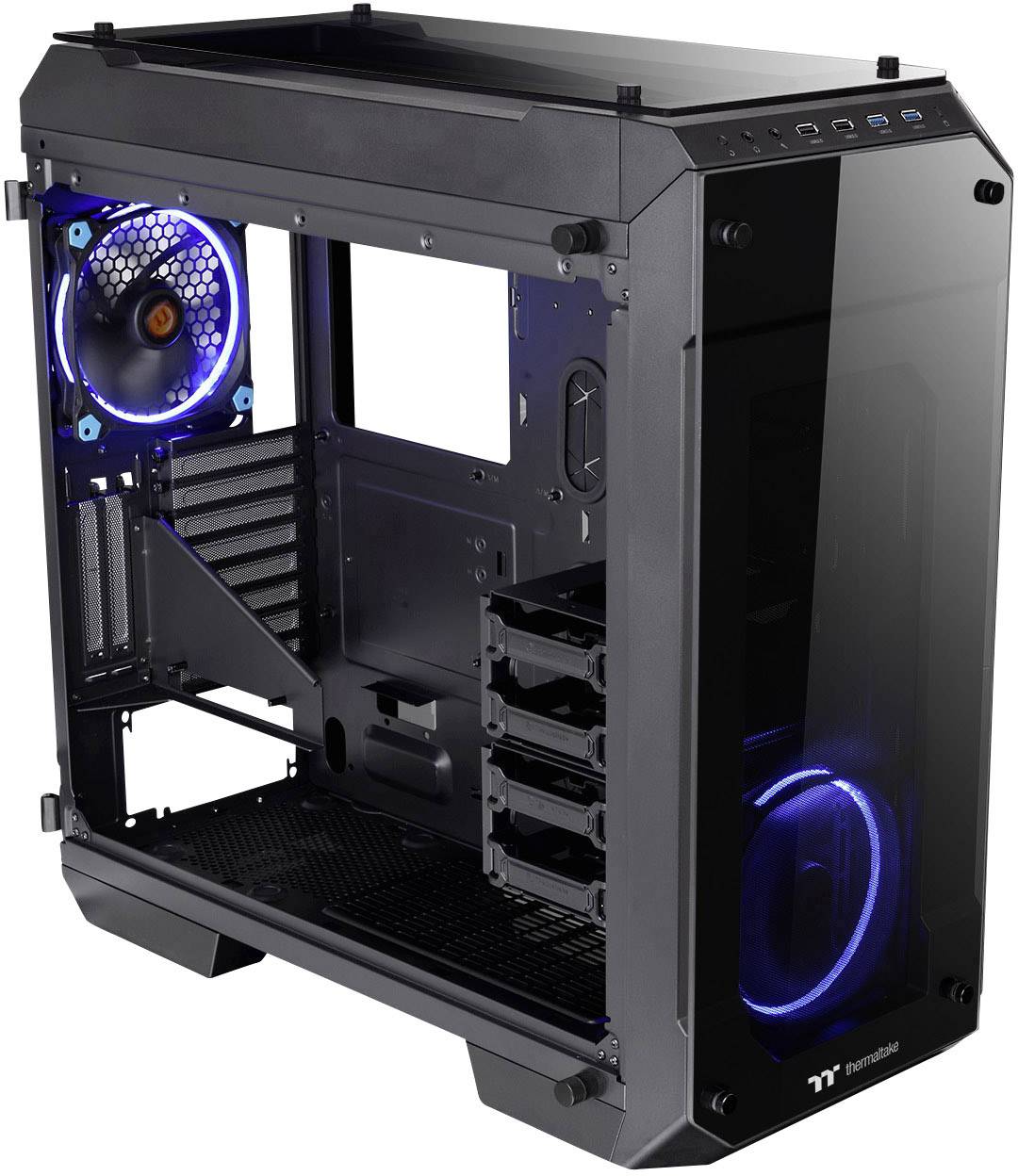 Thermaltake View 71 TG Midi-Tower PC-Gehäuse Schwarz 2 Vorinstallierte LED Lüfter, Seitenfenster, Staubfilter