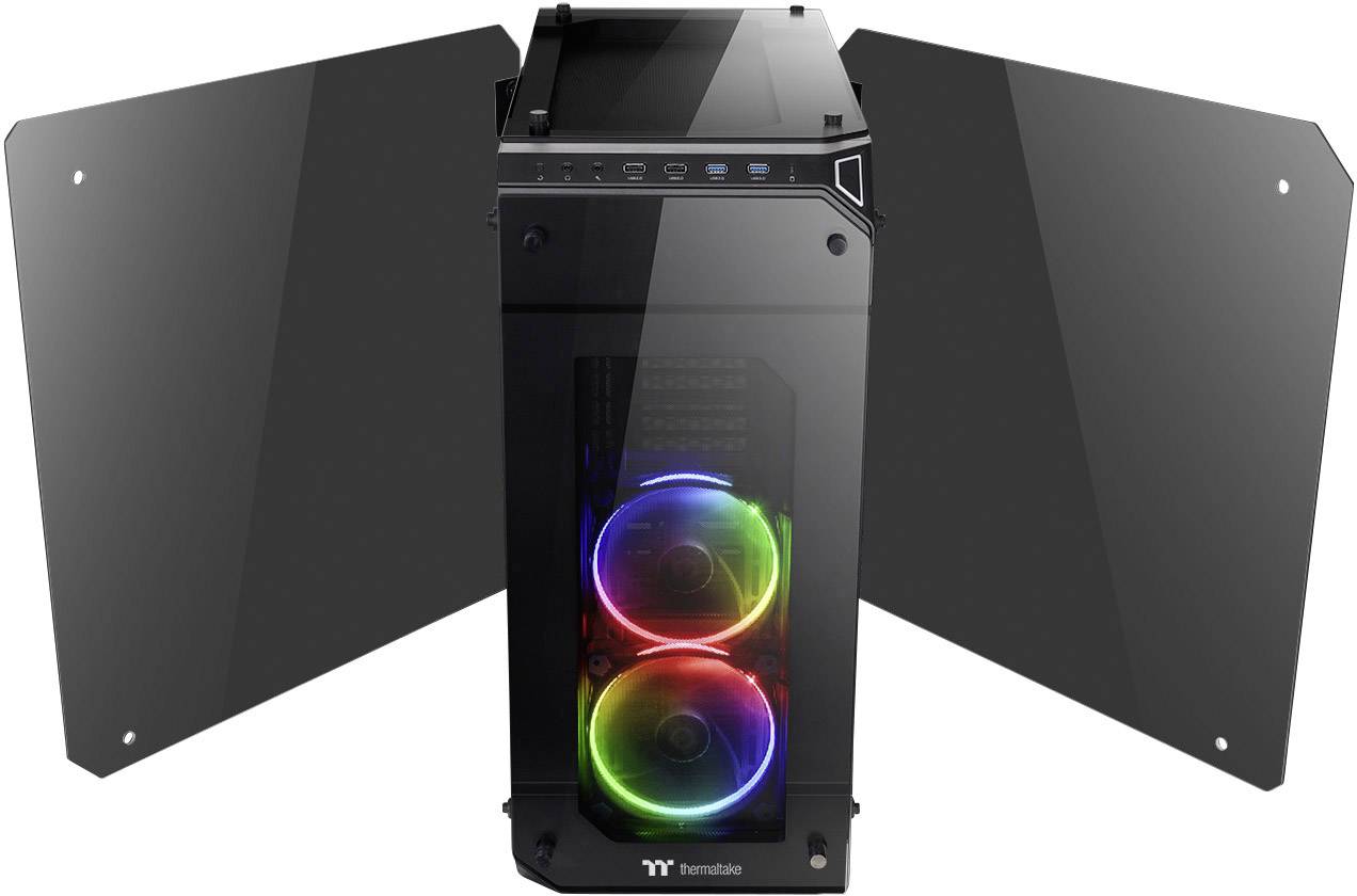 Thermaltake View 71 TG Midi-Tower PC-Gehäuse Schwarz 2 vorinstallierte Lüfter, Seitenfenster, Staubfilter