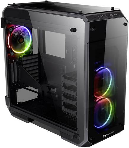 Thermaltake View 71 TG Midi-Tower PC-Gehäuse Schwarz 2 vorinstallierte Lüfter, Seitenfenster, Stau