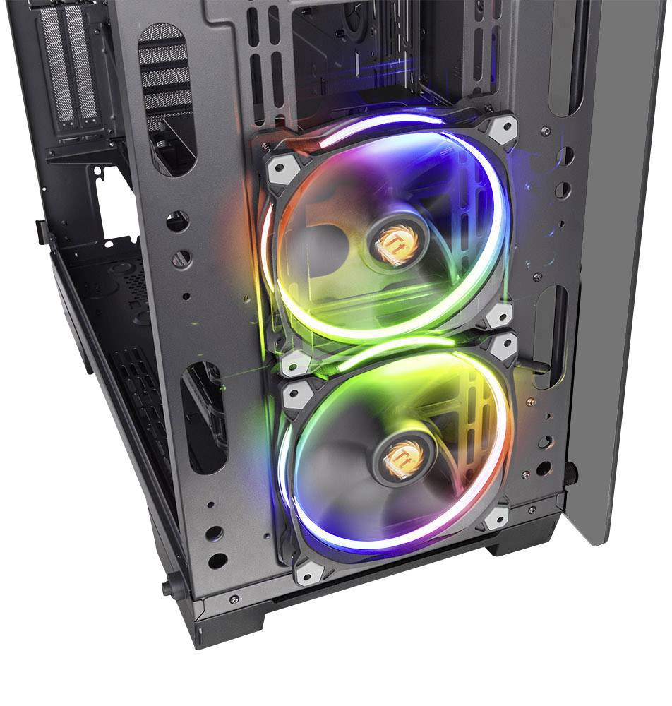 Thermaltake View 71 TG Midi-Tower PC-Gehäuse Schwarz 2 vorinstallierte Lüfter, Seitenfenster, Staubfilter
