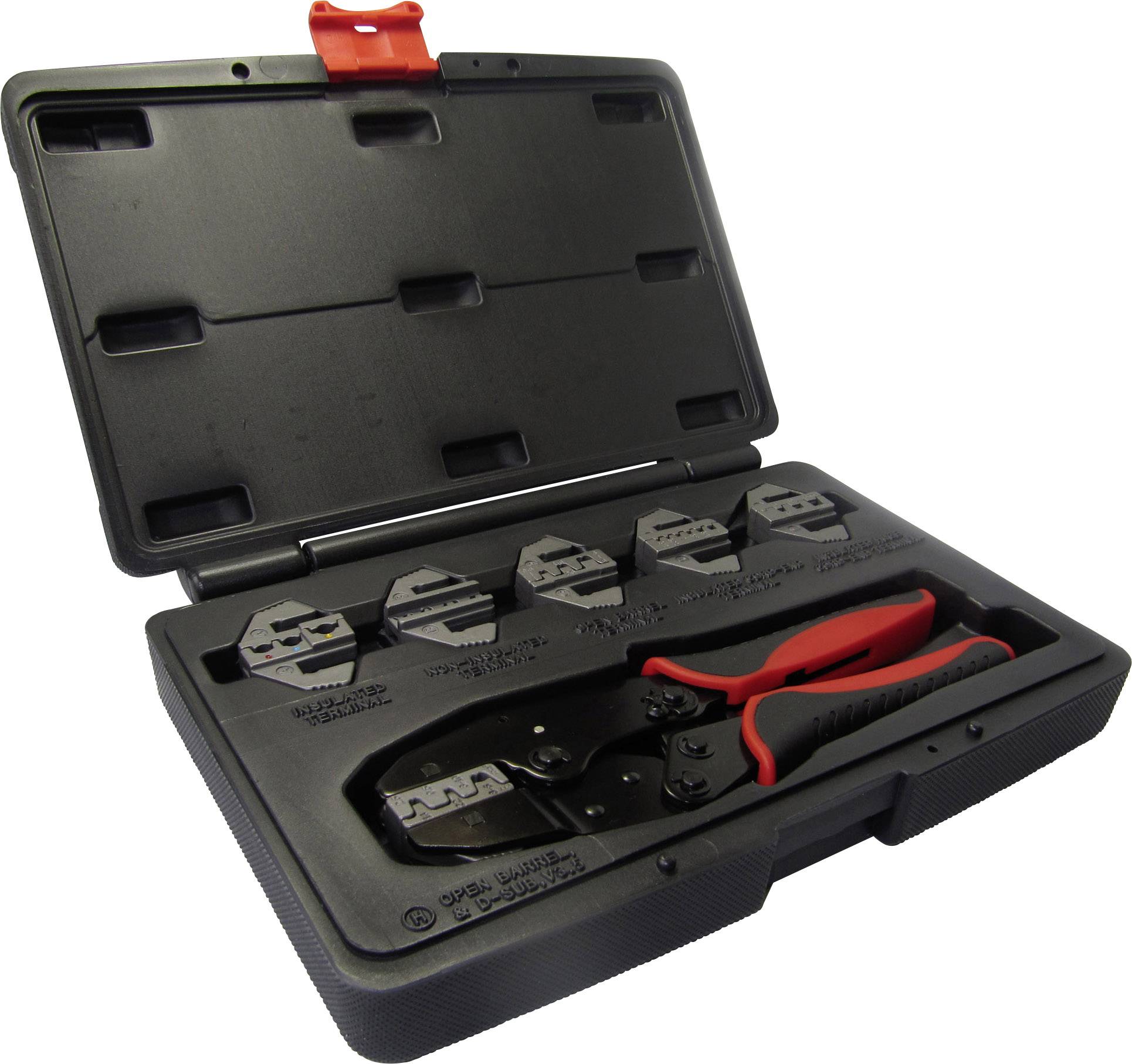 WKK 60166 Crimpzangen-Set Isolierte Kabelschuhe, Isolierte Aderendhülsen, Unisolierte Flachsteckverbinder, Unisolierte