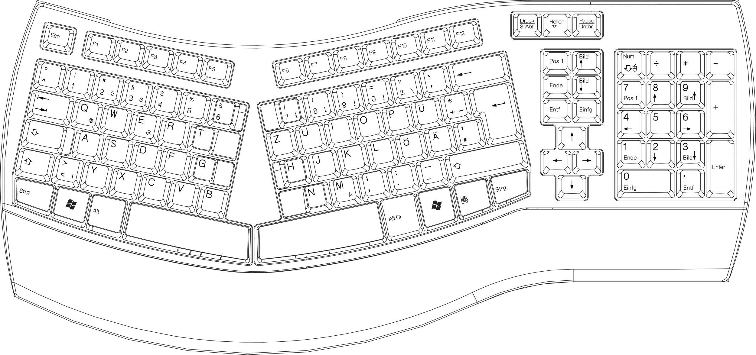 Perixx Periboard-512 USB Tastatur Deutsch, QWERTZ Weiß Ergonomisch