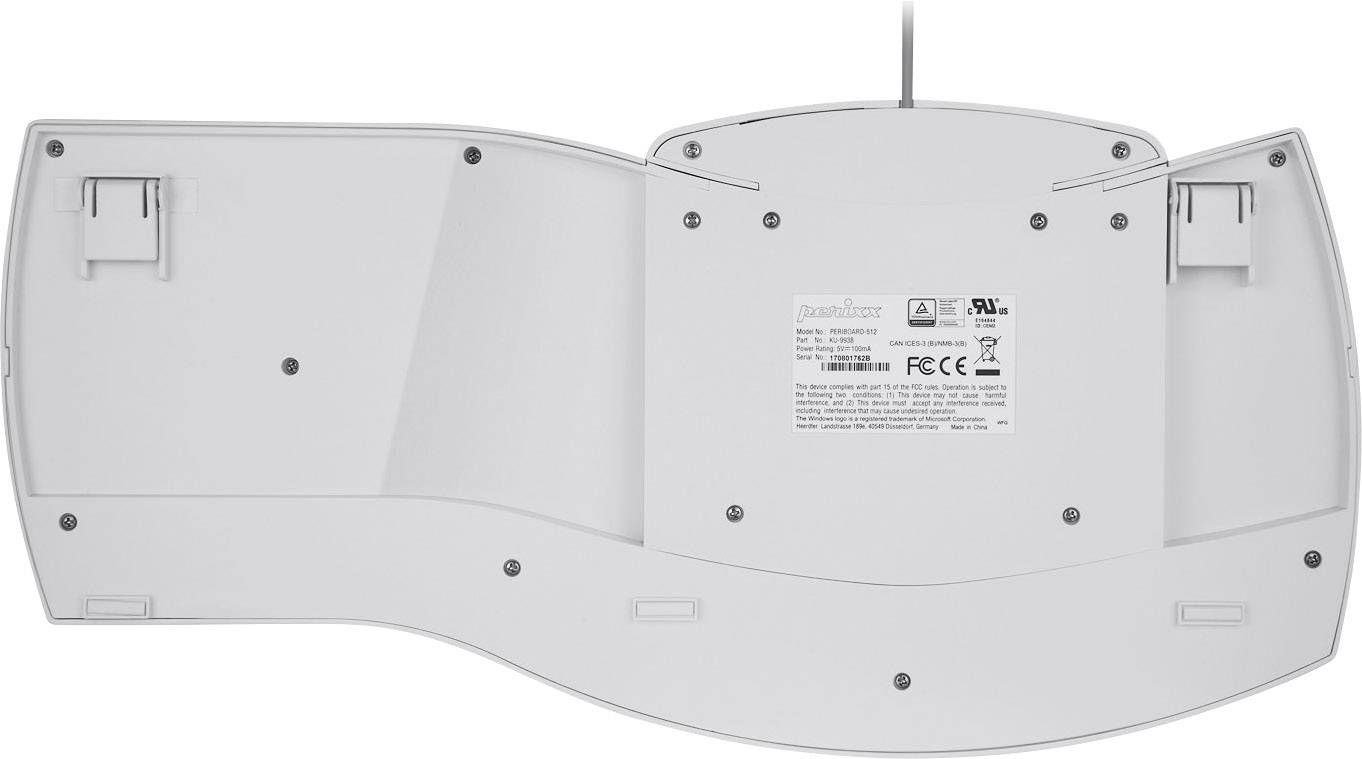 Perixx Periboard-512 USB Tastatur Deutsch, QWERTZ Weiß Ergonomisch