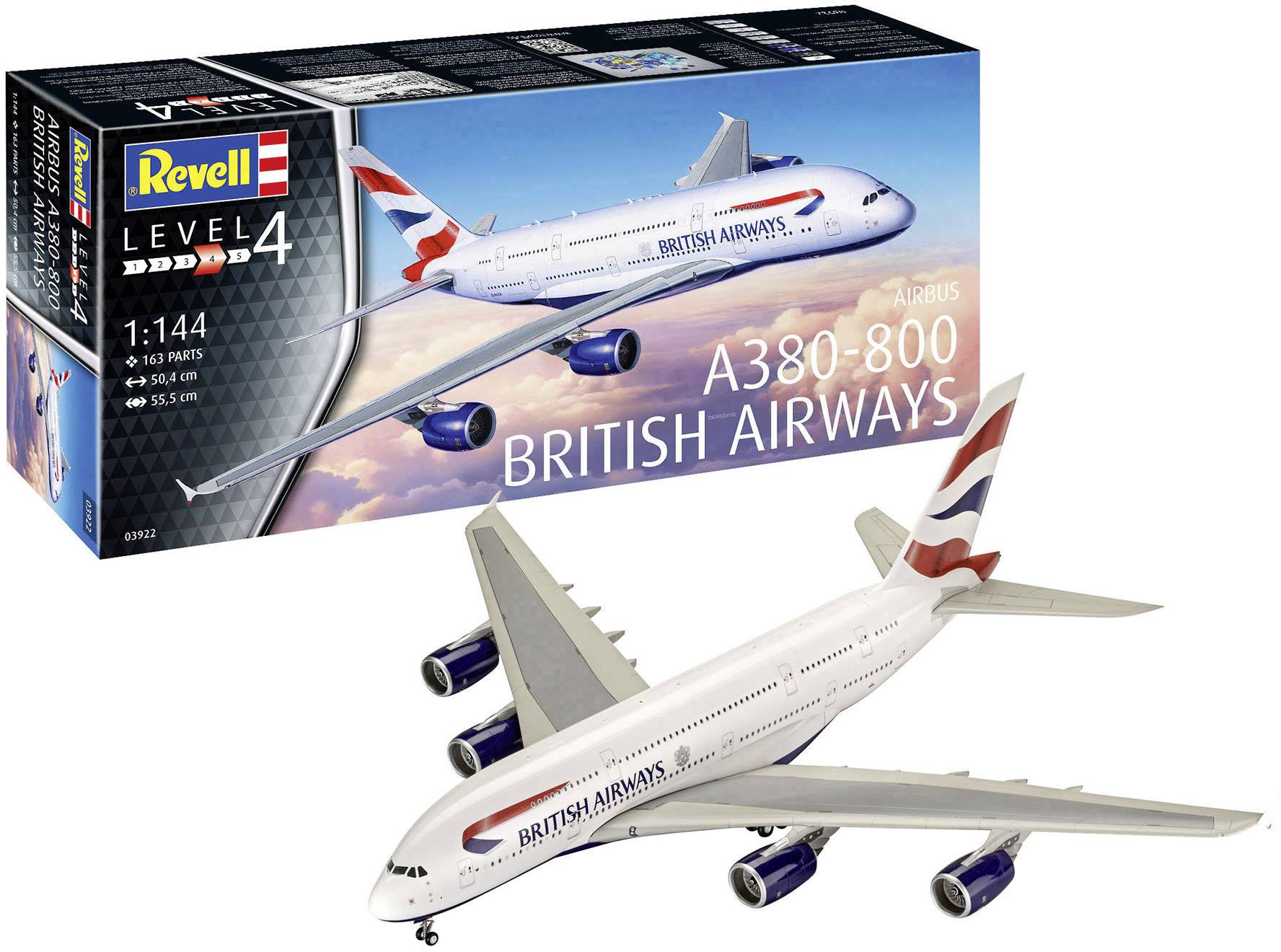 Modellflugzeug-Set 'Airbus A380-800' in British Airways-Lackierung von Revell, Level 4, enthält 163 Teile, Maßstab 1:144.
