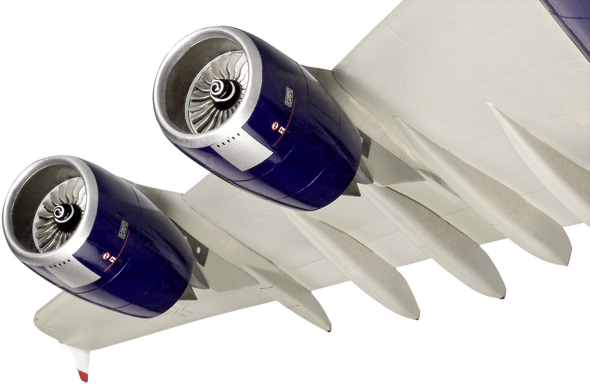 Düsenflugzeug mit zwei Triebwerken unter dem Flügel.