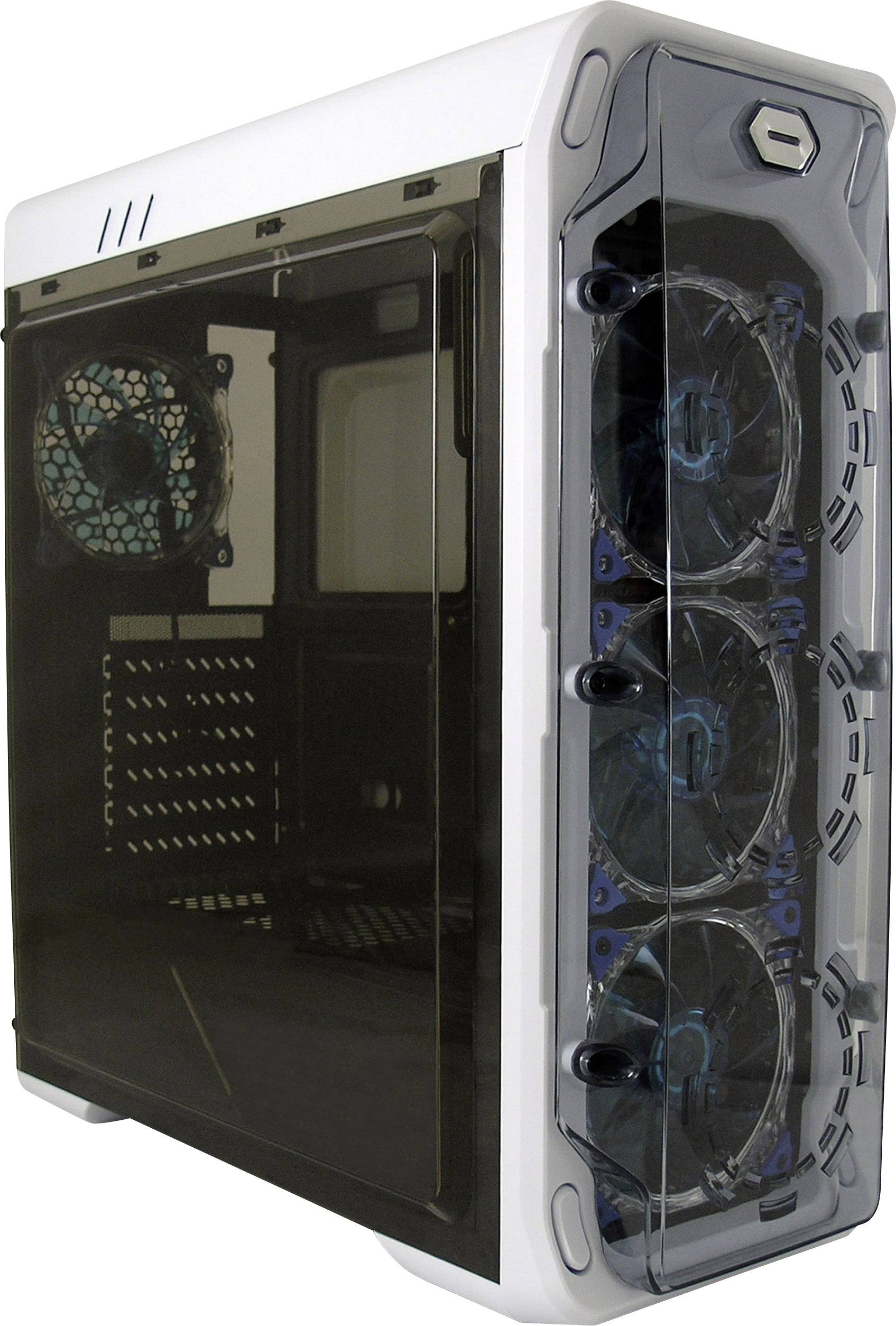 LC-Power Midi-Tower PC-Gehäuse, Gaming-Gehäuse LC-988W-ON Weiß 4 Vorinstallierte LED Lüfter, Inte