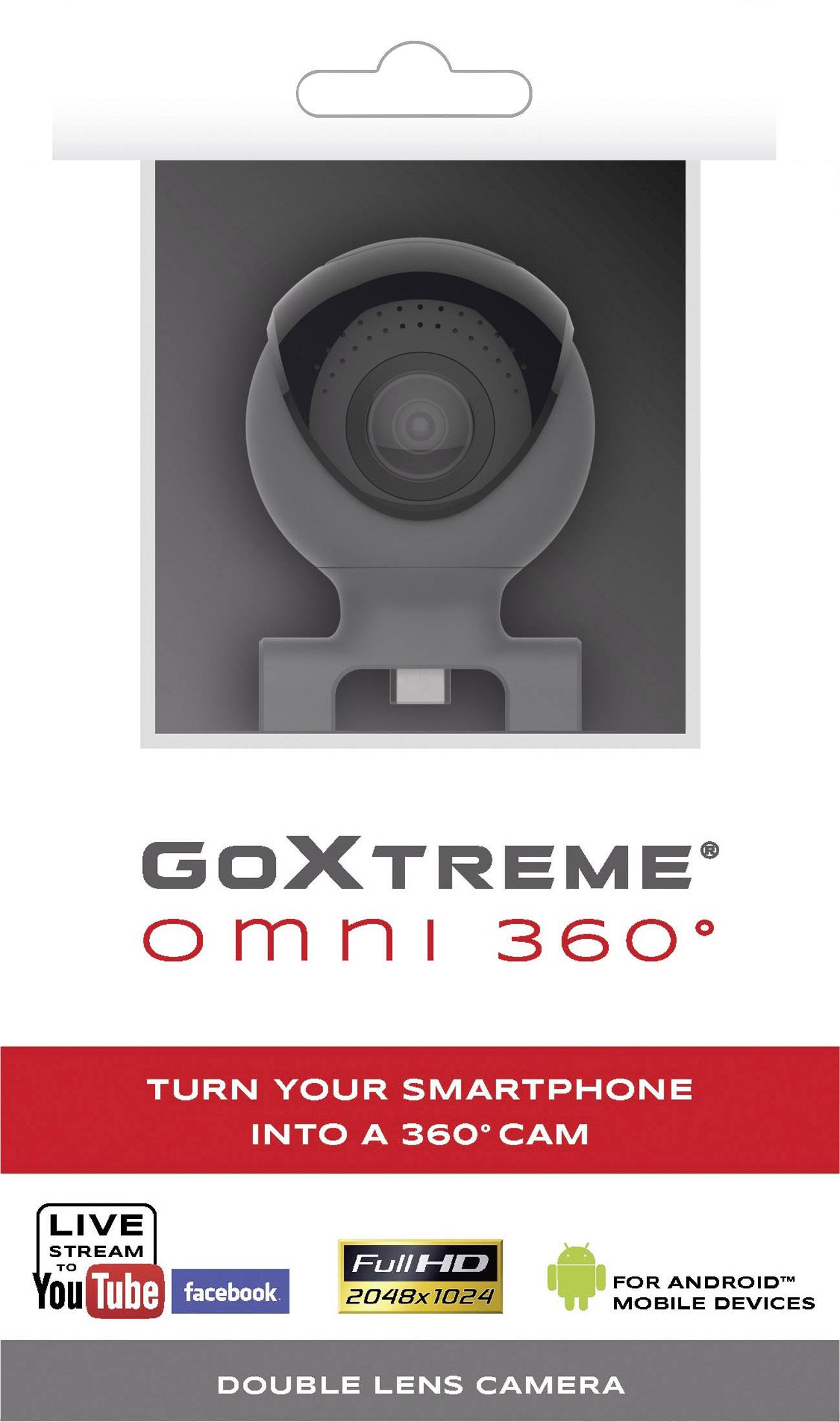 GoXtreme 360° Android 360 Grad Panorama-Kamera Schwarz, Grau Gehäuse (Body), inkl. Tasche 360°