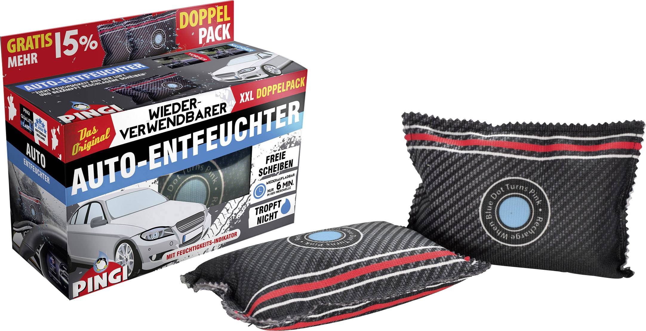 PINGI Luftentfeuchter (L x B x H) 3.00 x 16.3 x 10.50 cm Carbon für alle Auto's, Wohnwagen etc. geeignet
