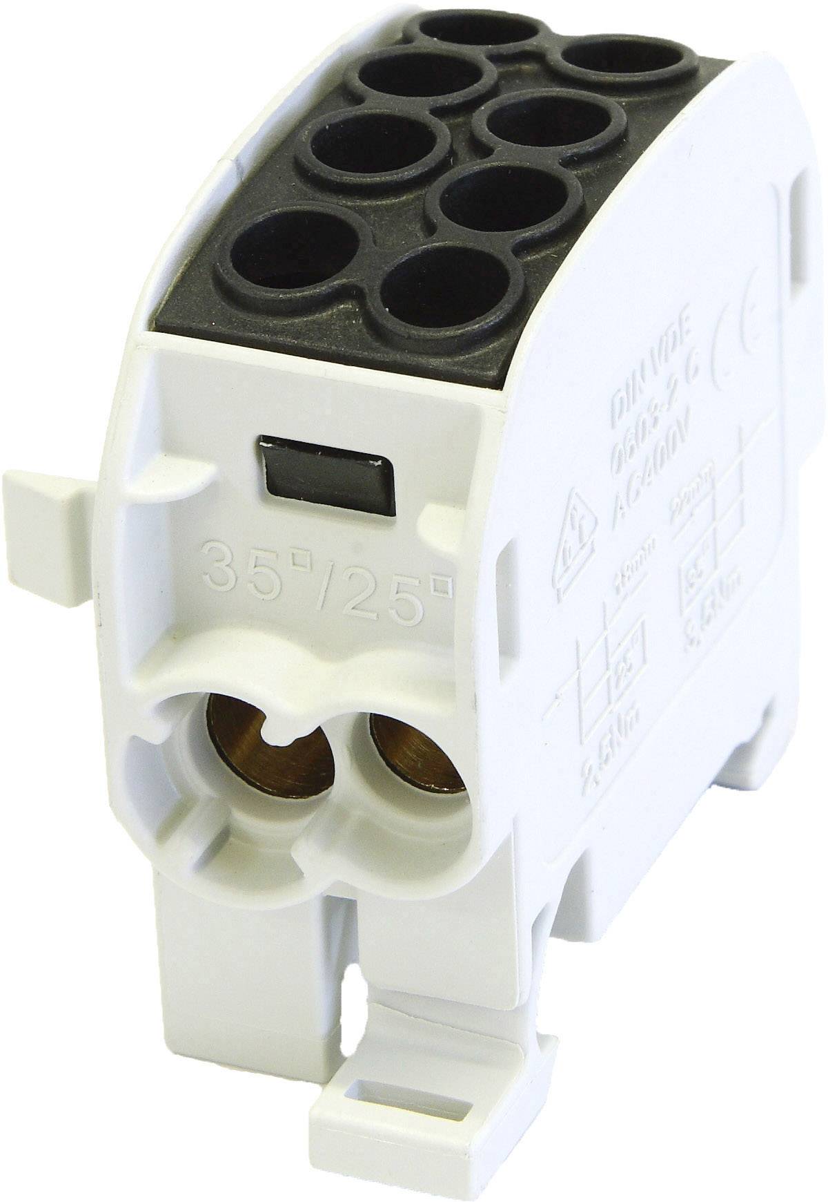 HoraeTec 106294 Hauptleitungsabzweigklemme Messing, PA Lichtgrau (RAL 7035), Tiefschwarz (RAL 9005) 1polig 125 A 690 V Leiter-Typ