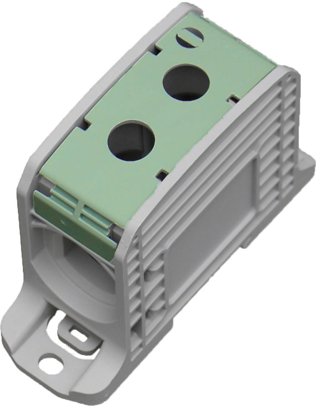 HoraeTec 080110-2-3 Hauptleitungsabzweigklemme PA, Messing Lichtgrau Ral 7035 Gelb Gruen 1polig 100a 690v Leiter Typ Pe