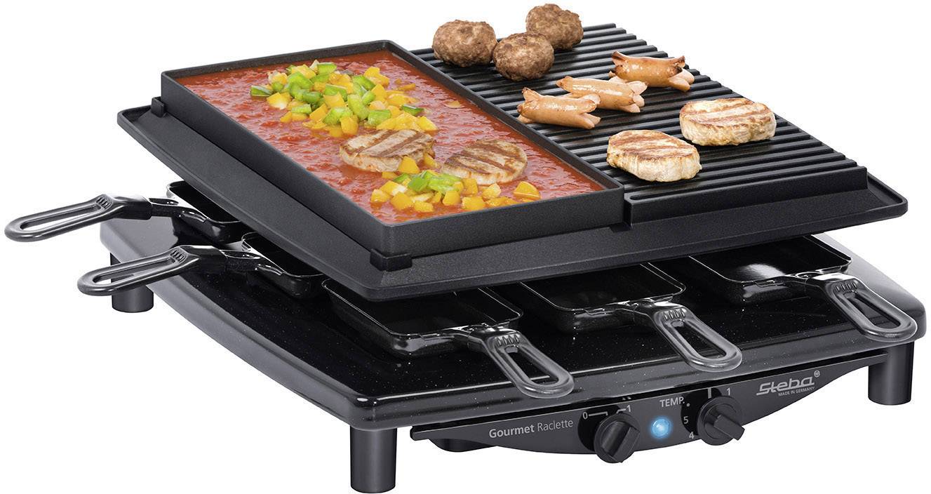 Steba RC4 plus deluxe Raclette 8Pfännchen Schwarz