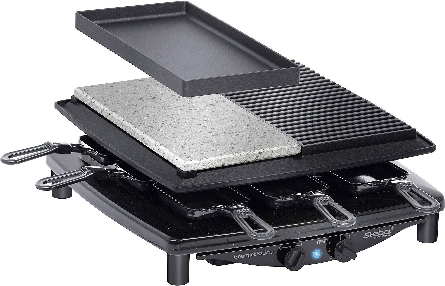 Steba RC4 plus deluxe Raclette 8 Pfännchen Schwarz