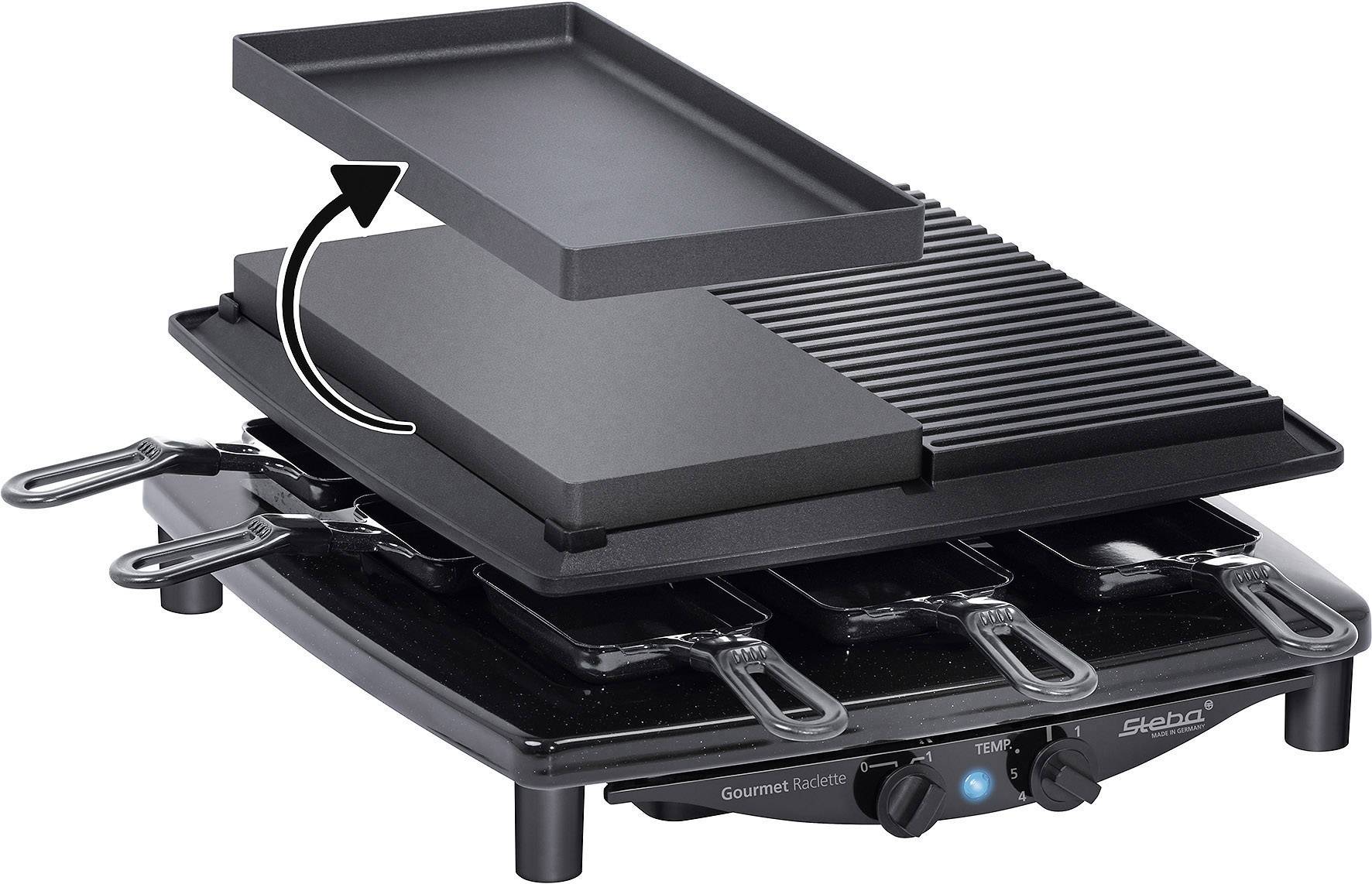 Steba RC4 plus deluxe Raclette 8Pfännchen Schwarz