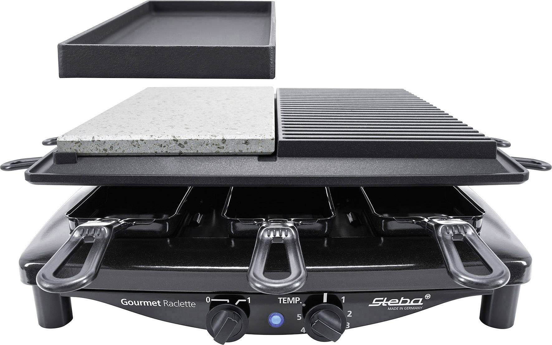 Steba RC4 plus deluxe Raclette 8Pfännchen Schwarz