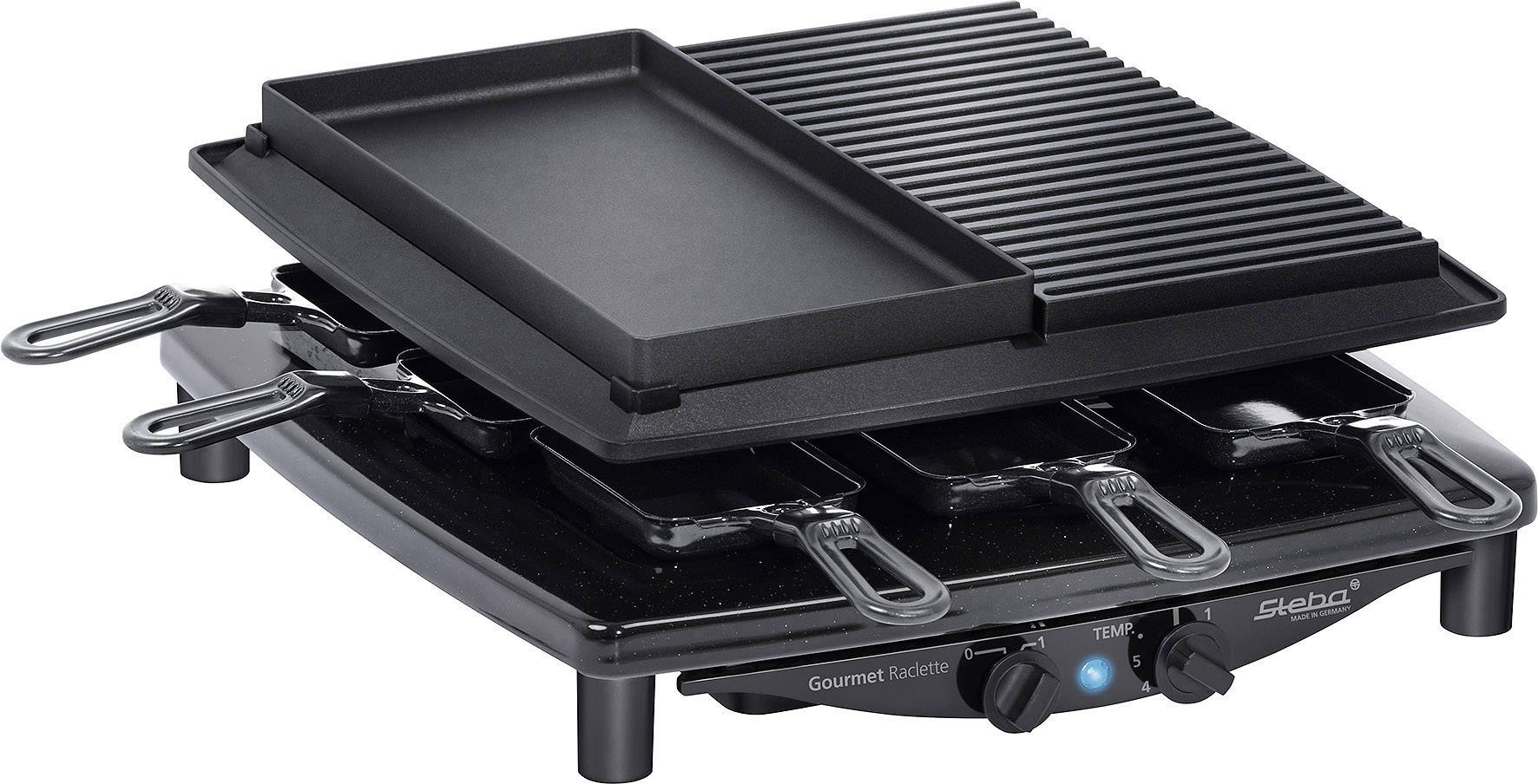 Steba RC4 plus deluxe Raclette 8Pfännchen Schwarz