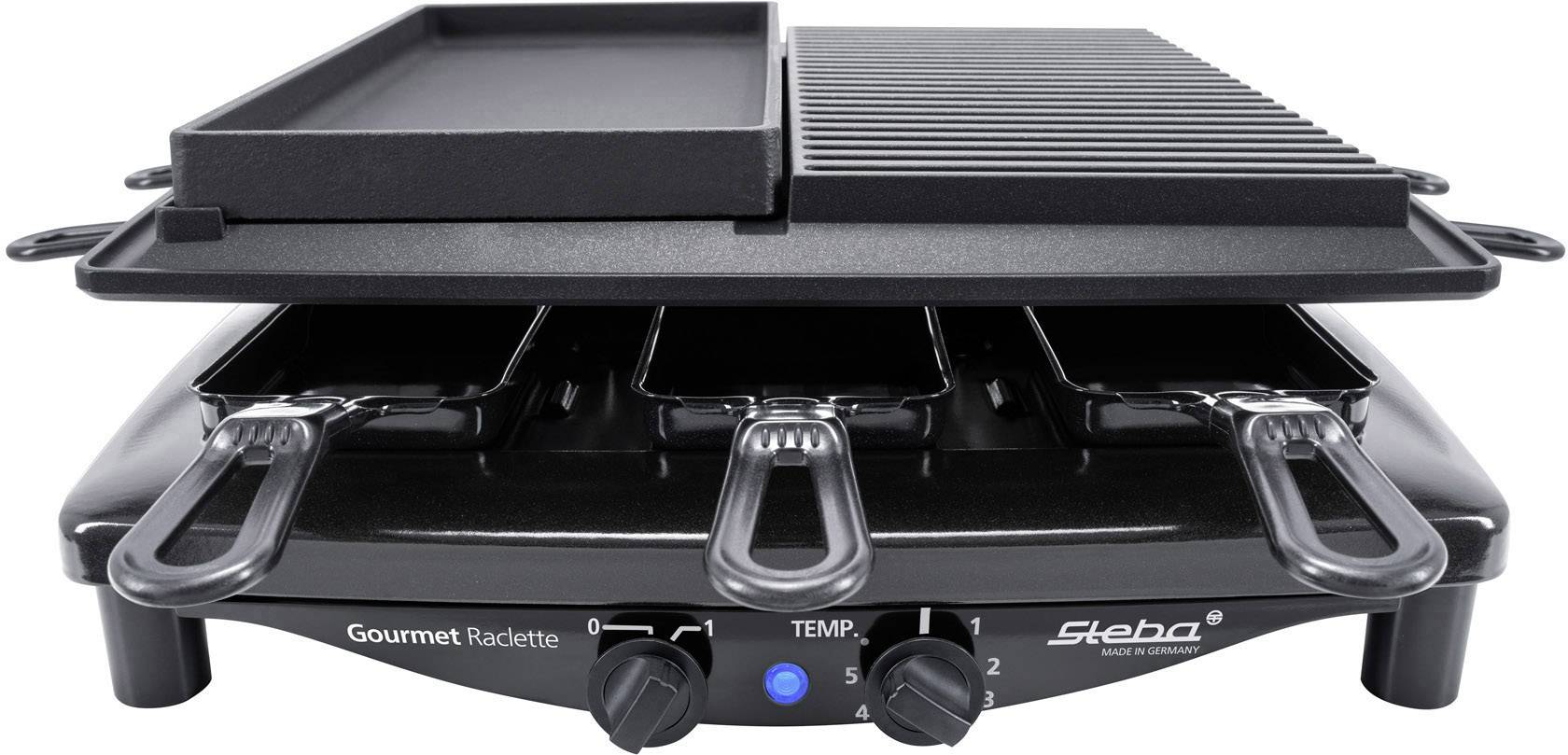 Steba RC4 plus deluxe Raclette 8Pfännchen Schwarz