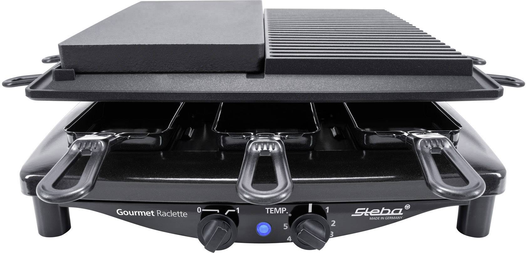 Steba RC4 plus deluxe Raclette 8Pfännchen Schwarz