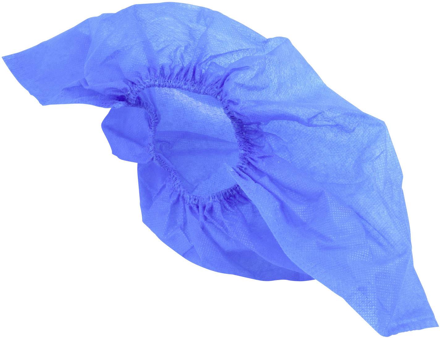 Ein blauer Einweg-Überschuh aus leichtem, nicht gewebtem Material.