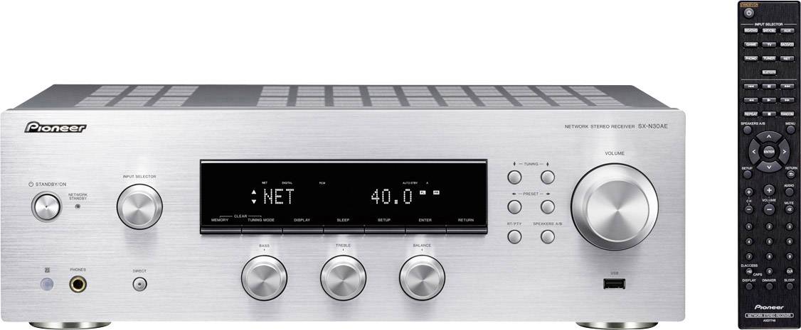 Pioneer SX-N30AE-S Stereo Receiver 2x110 W Silber Bluetooth®, Internetradio, USB, WLAN