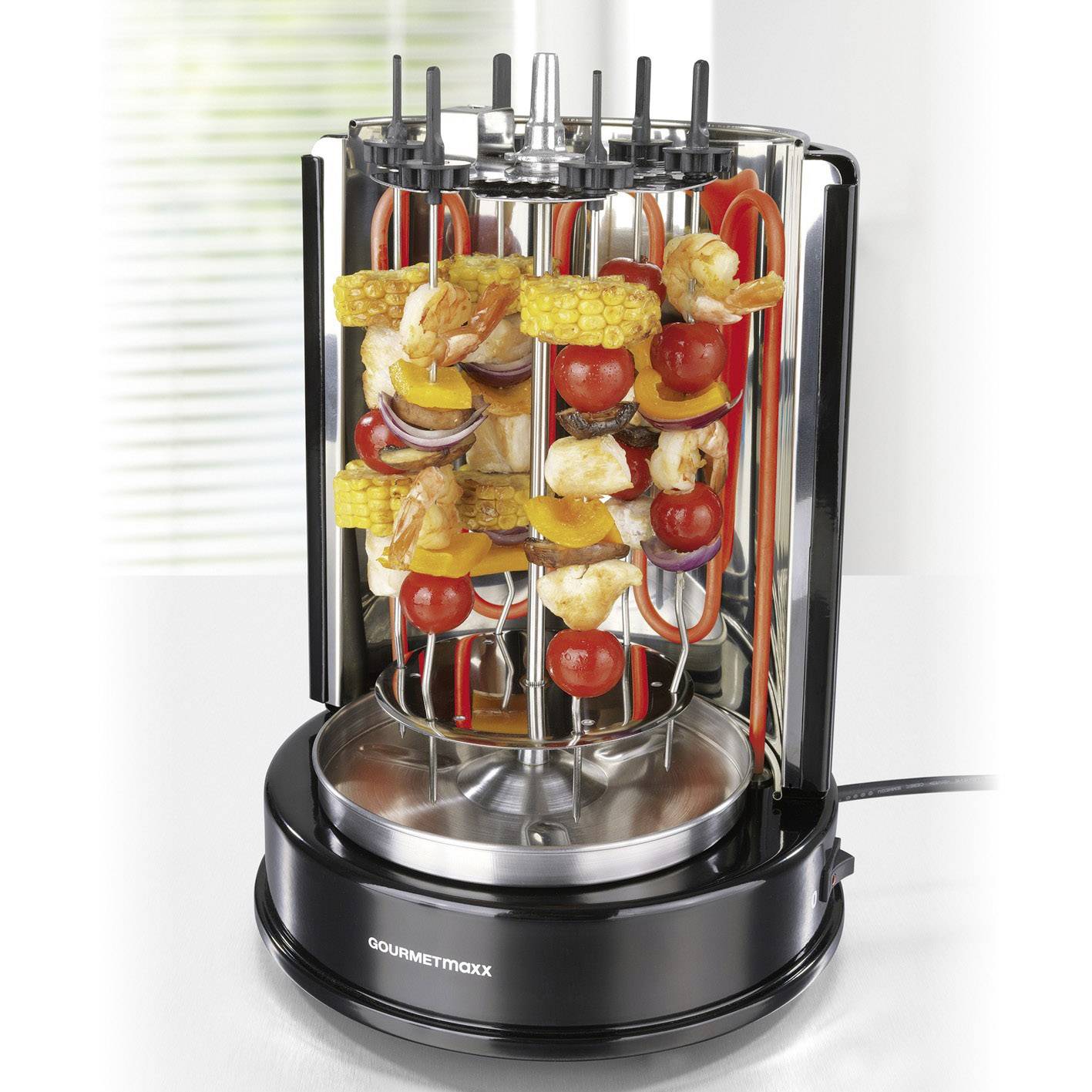 GourmetMaxx 05914 Stand Dönergrill mit Grillspieß Schwarz, Edelstahl