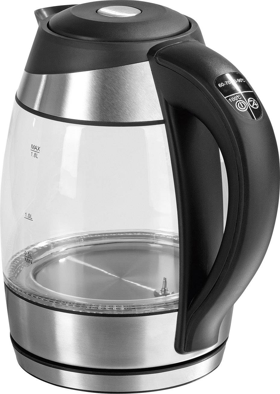 GourmetMaxx 09861 Wasserkocher schnurlos Glas, Schwarz