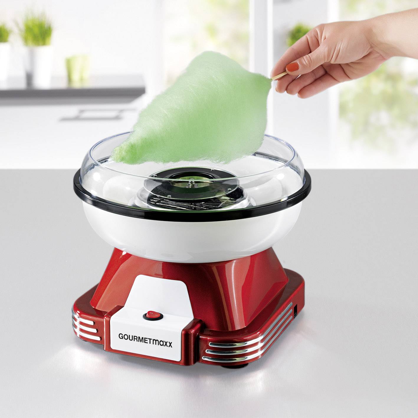 GourmetMaxx 07329 1607855 Zuckerwattemaschine Rot