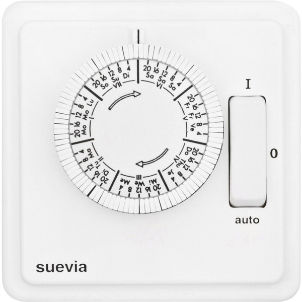 Suevia SU280439 Unterputz-Zeitschaltuhr analog Wochenprogramm 2200 W IP20 EIN/AUTO/AUS-Programm
