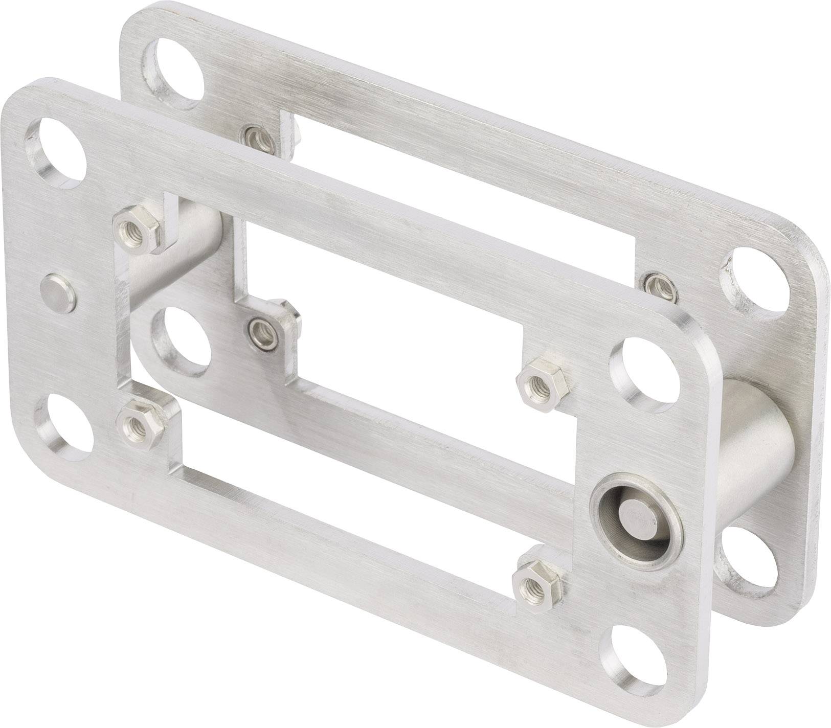 Ein Metallbeschlag mit mehreren Löchern, geeignet für mechanische Verbindungen oder Montagezwecke.