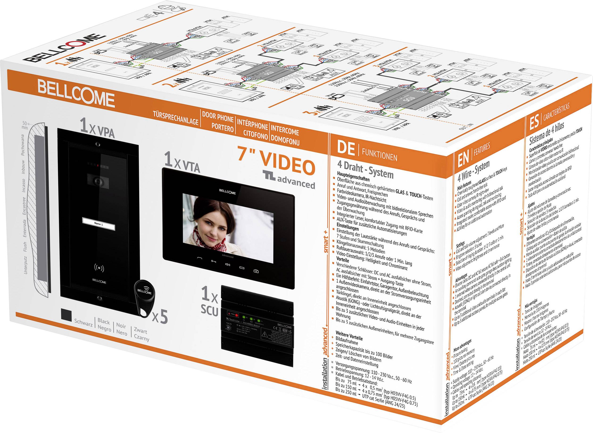 Bellcome VKA.P1FR.T7S9.BLB04 Video-Türsprechanlage Kabelgebunden Komplett-Set 1 Familienhaus Schwarz