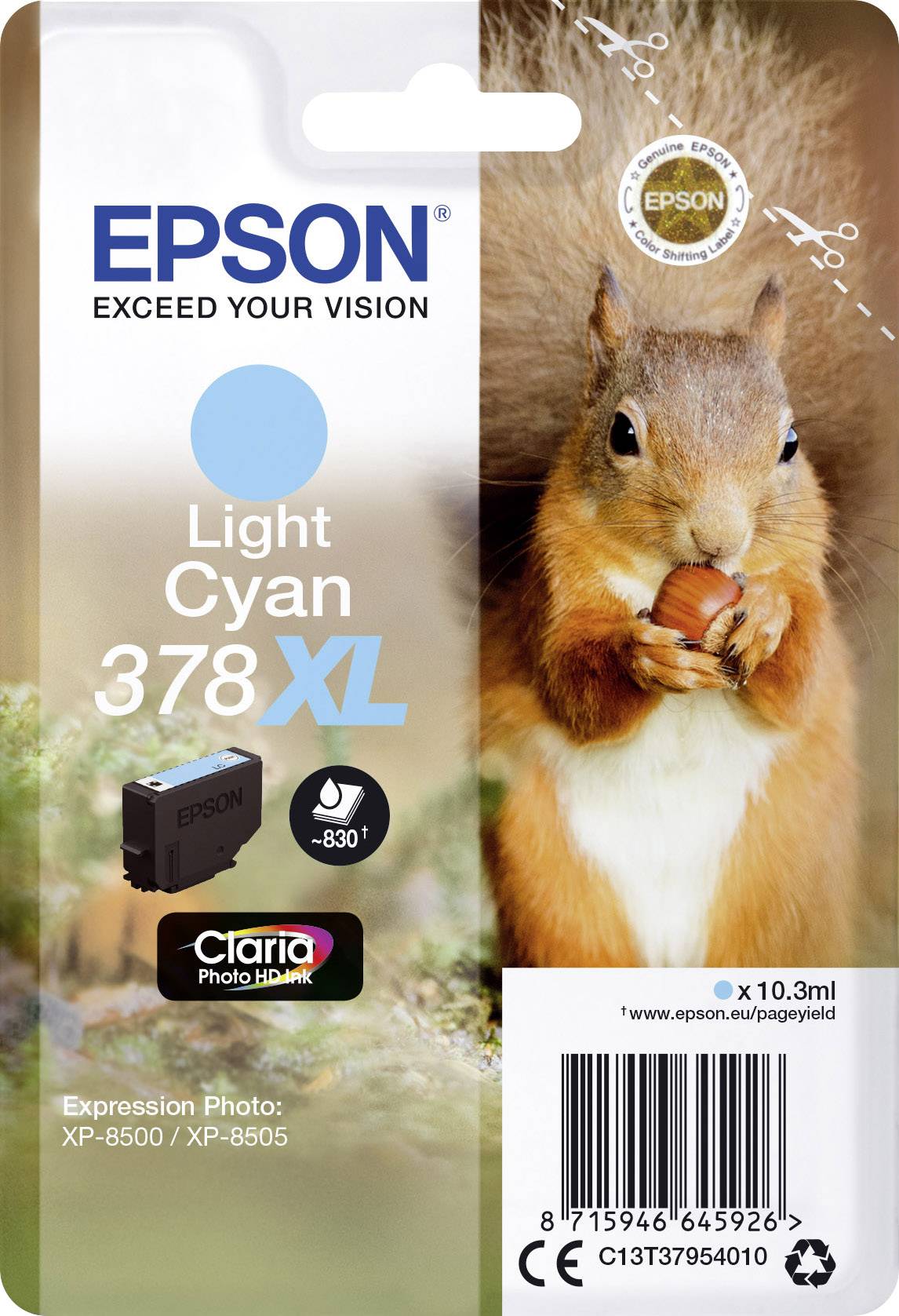 Epson Druckerpatrone T3795, 378XL Original Hell Cyan C13T37954010