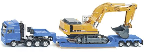 SIKU Spielwaren Schwertransporter mit Tiefbettauflieger Fertigmodell Nutzfahrzeug Modell