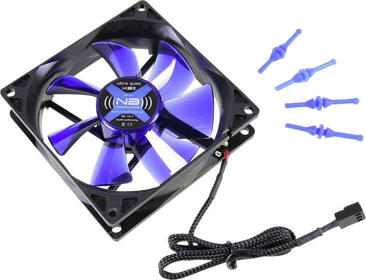NoiseBlocker BlackSilent XE2 PC-Gehäuse-Lüfter Schwarz, Blau (transparent) (B x H x T) 92 x 92 x 25 mm