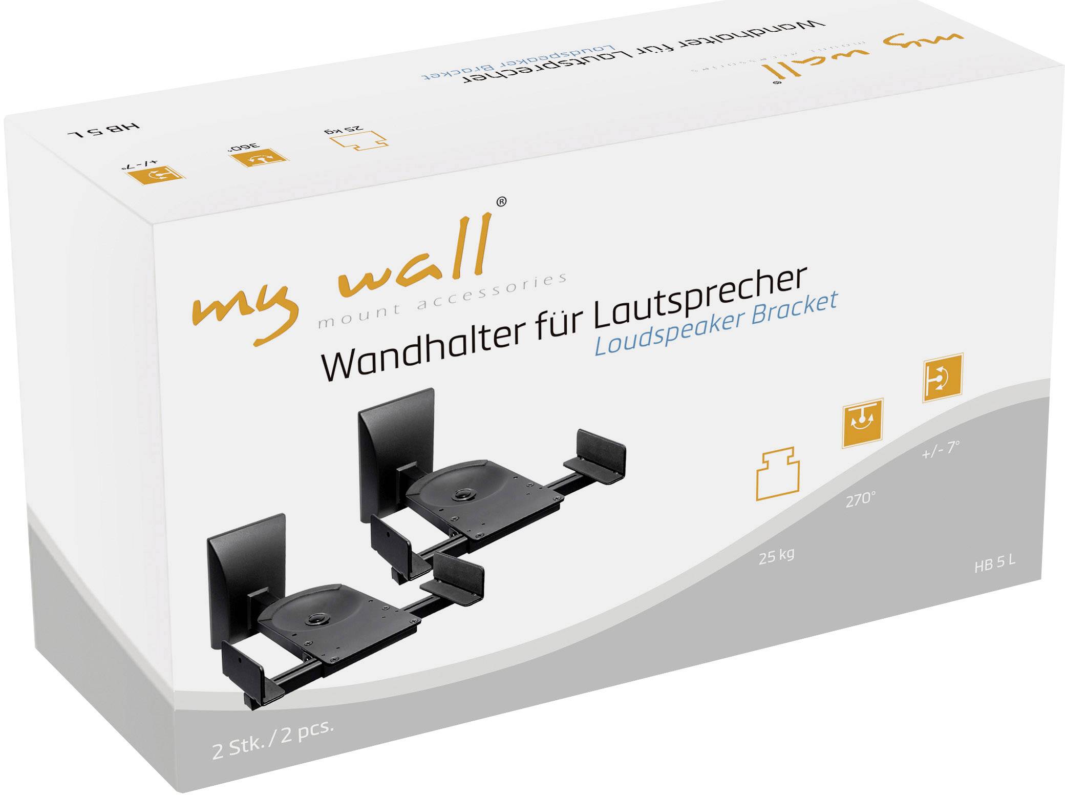 My Wall HB 5L Lautsprecher-Wandhalterung Neigbar+Schwenkbar Schwarz 1 Paar