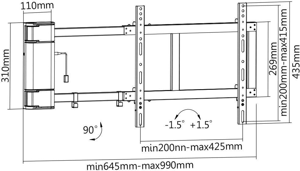 My Wall HP 29L TV-Wandhalterung Mit Fernbedienung, Motorisiert, Variabler Wandabstand 81,3cm (32") - 152,4cm (60") Motorisiert