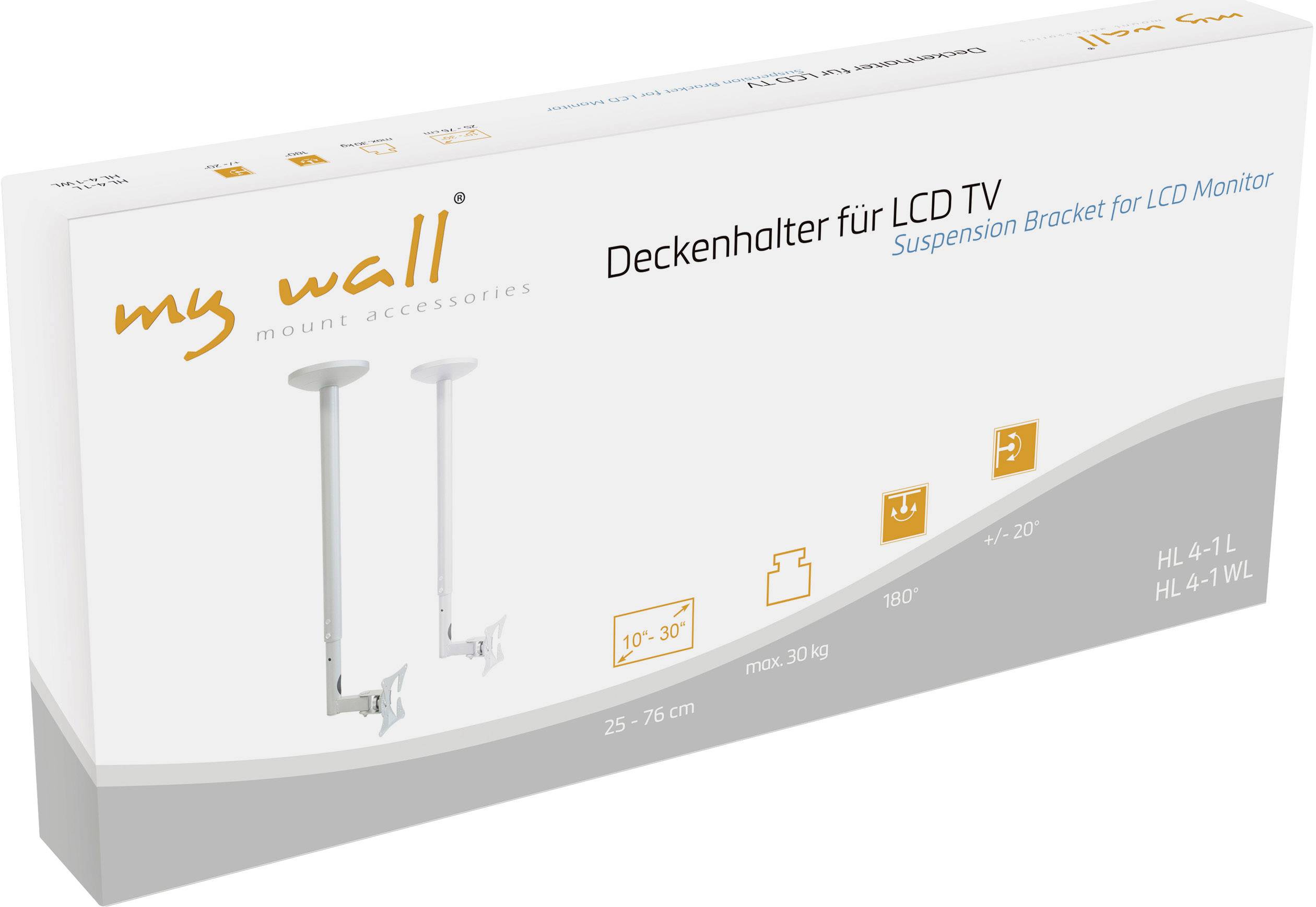 My Wall HL 4-1 WL TV-Deckenhalterung 25,4cm (10") - 76,2cm (30") Ausziehbar, Neigbar, Schwenkbar, Deckenhalter