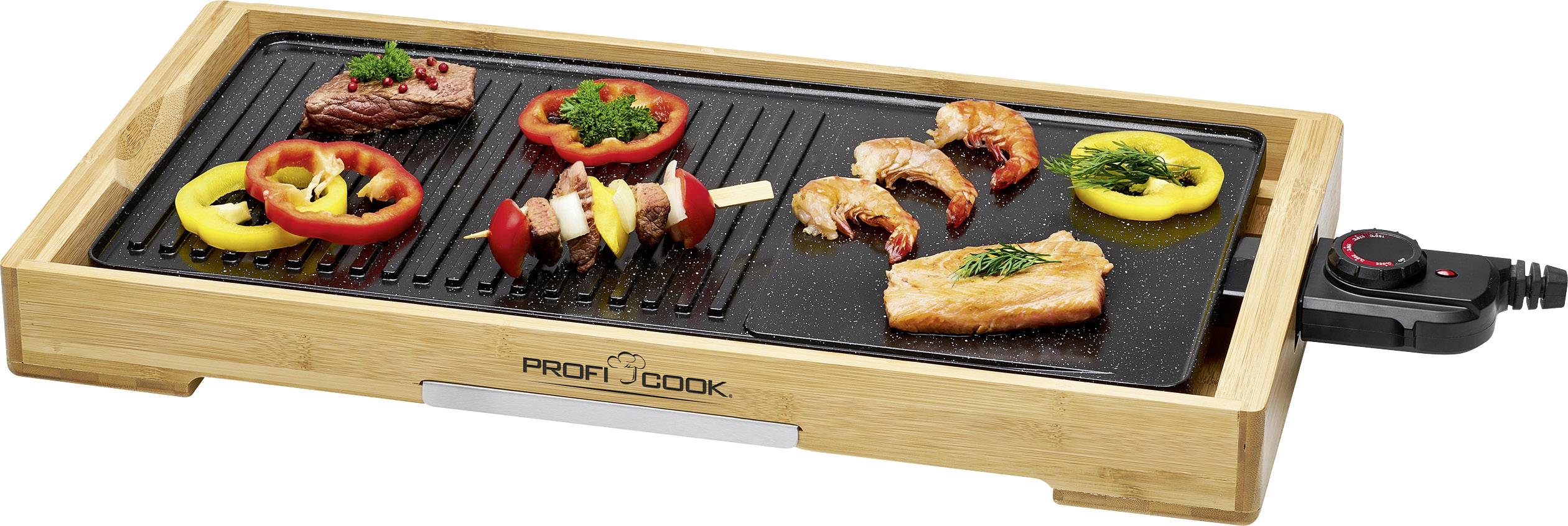 Profi Cook PC-TYG 1143 Elektro Teppan Yaki Tischgrill Holz, Schwarz