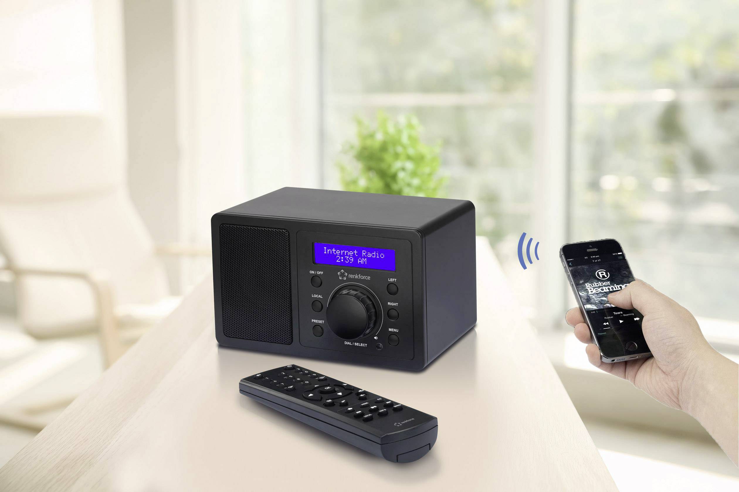 Renkforce RF-IR-MONO1 Internet Tischradio Internet Bluetooth®, AUX, WLAN, Internetradio DLNA-fähig Schwarz