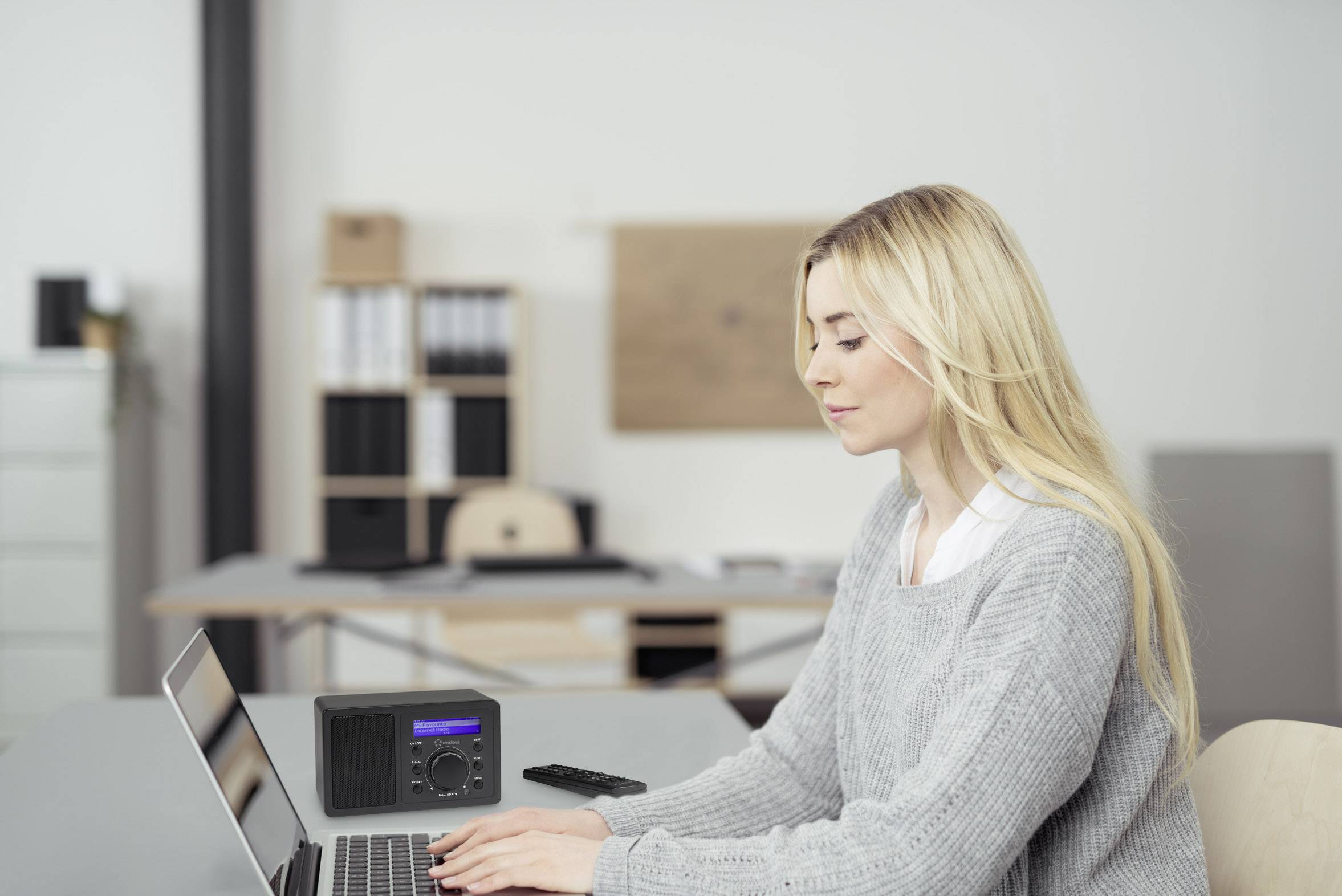 Renkforce RF-IR-MONO1 Internet Tischradio Internet Bluetooth®, AUX, WLAN, Internetradio DLNA-fähig Schwarz