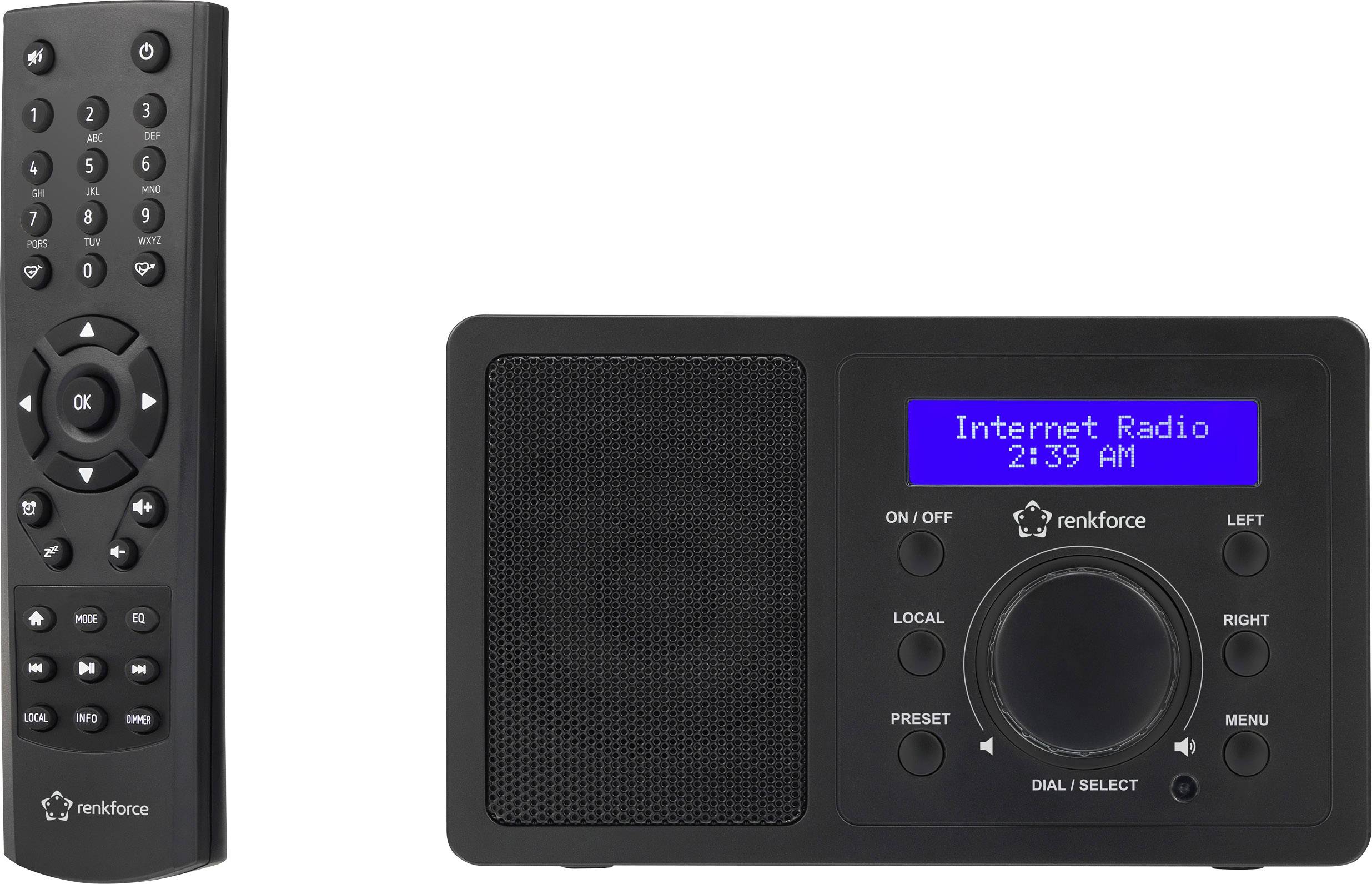 Renkforce RF-IR-MONO1 Internet Tischradio Internet Bluetooth®, AUX, WLAN, Internetradio DLNA-fähig Schwarz